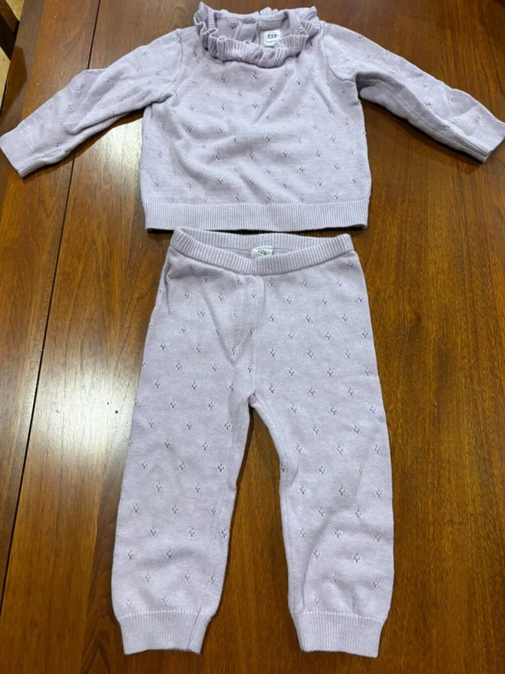 Baby Gap knit two piece set, lavender, size 12-18 months